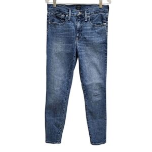 J Crew Jeans Womens 29 Blue Stretch Denim Mid Rise Skinny Med Wash Distressed